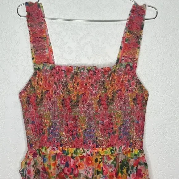 NWT Alice + Olivia Jocelyn Smocked Mini Dress Size 12 - Picture 4 of 16